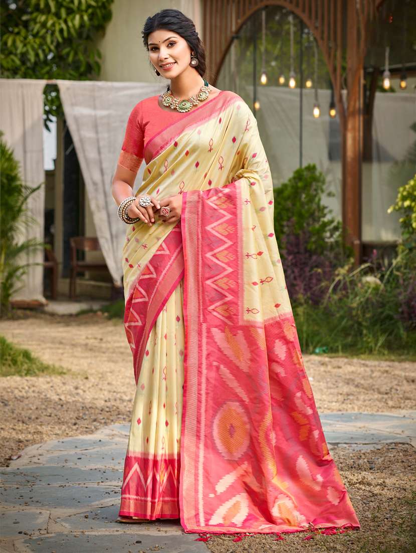 women self design pochampalli saree with blouse