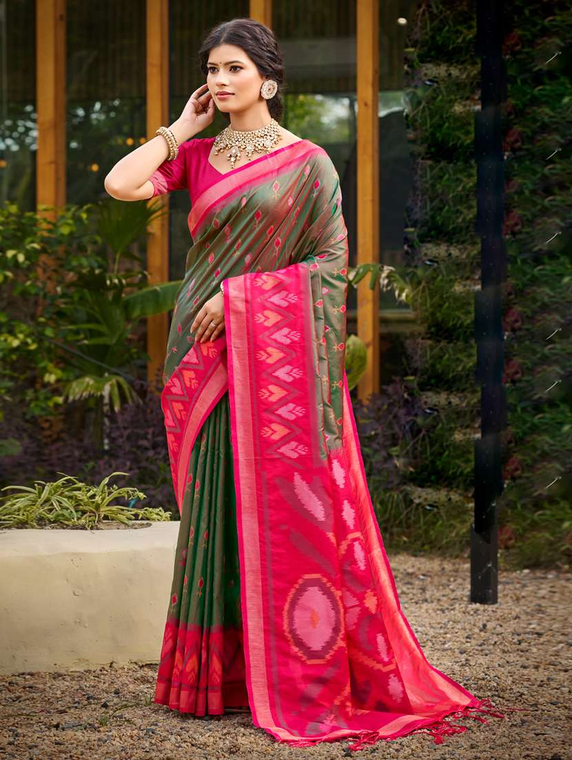 women self design pochampalli saree with blouse