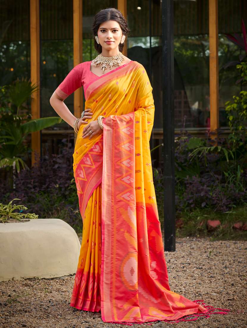 women self design pochampalli saree with blouse