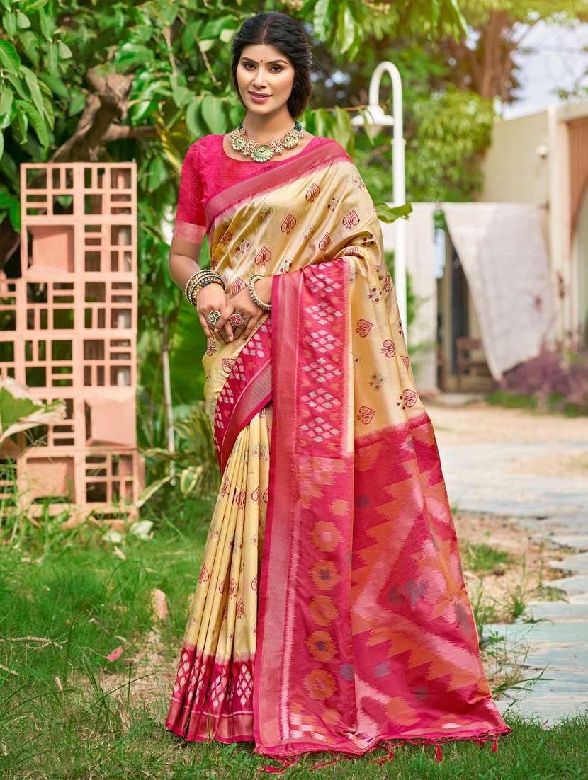 women self design pochampalli saree with blouse