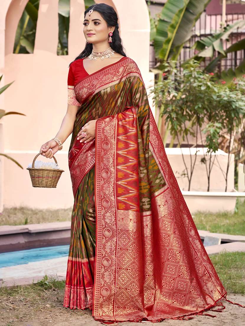 women self design pochampalli saree with blouse - 22227009 -  Zoom Image - 0