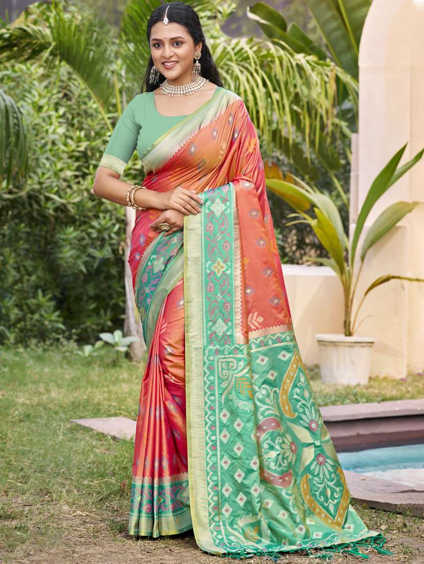 women self design pochampalli saree with blouse