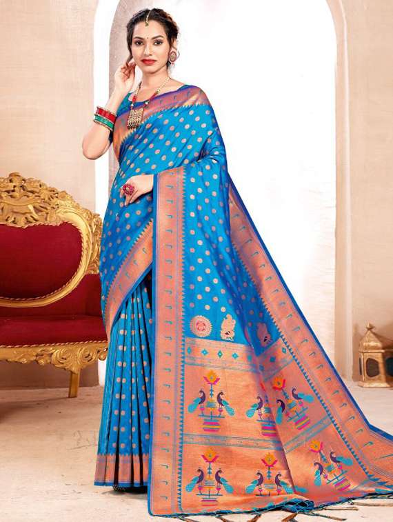 women self design paithani saree with blouse
