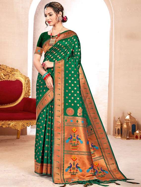women self design paithani saree with blouse