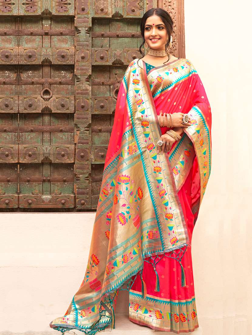 women self design paithani saree with blouse