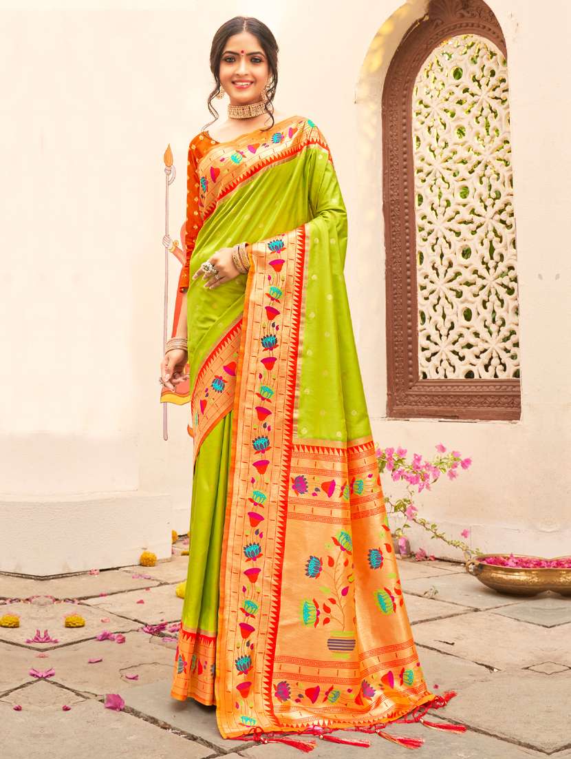 women self design paithani saree with blouse