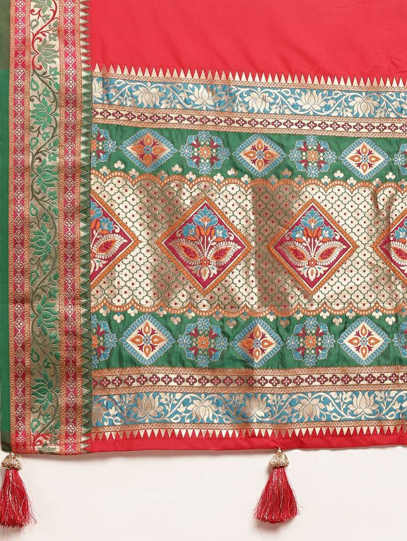 women solid with bordered saree with blouse - 22227069 -  Standard Image - 5