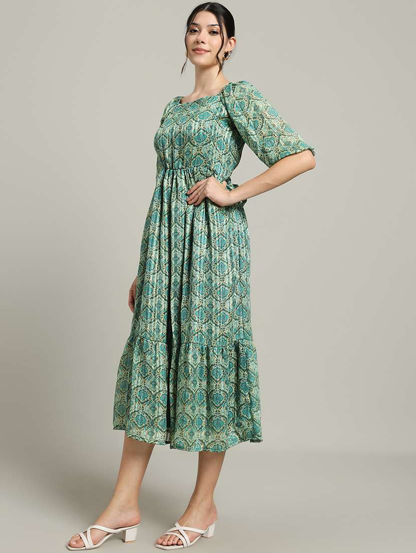 women printed puff sleeve tiered dress - 22227074 -  Standard Image - 3