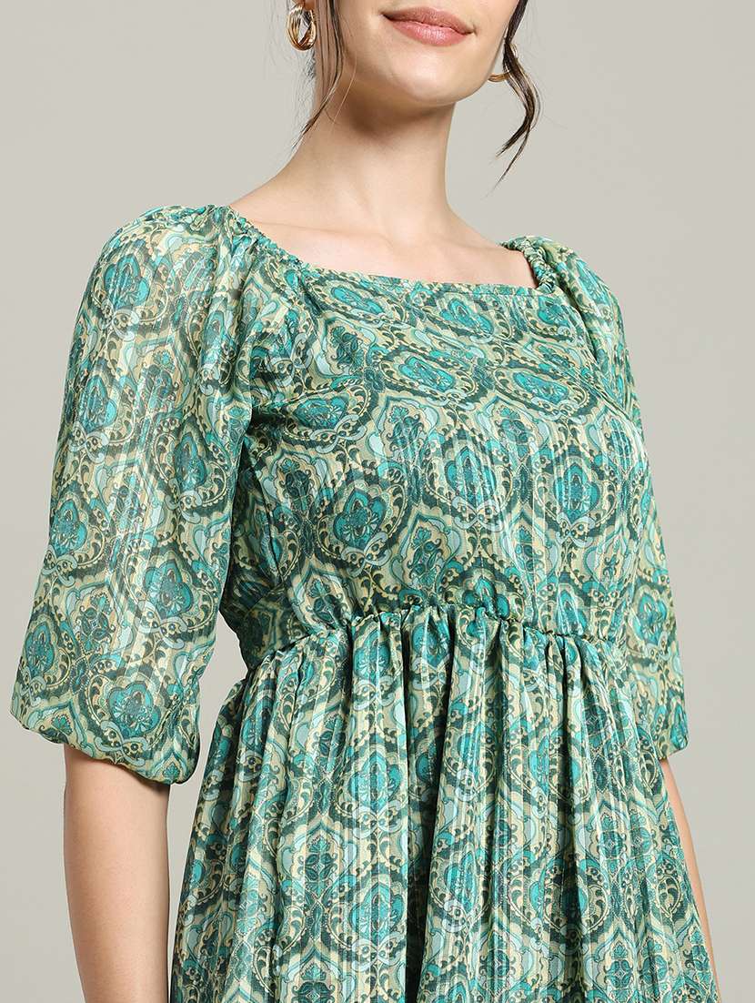 women printed puff sleeve tiered dress - 22227074 -  Standard Image - 5