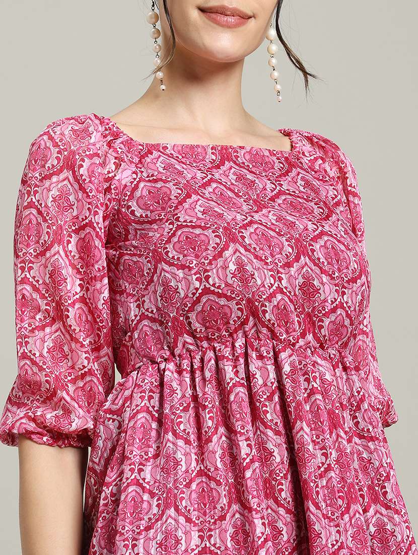 women printed puff sleeve tiered dress - 22227075 -  Standard Image - 5