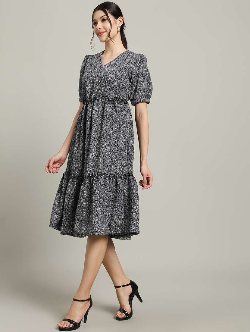 women printed puff sleeve tiered dress - 22227078 -  Standard Image - 3