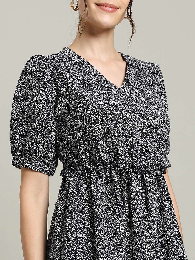 women printed puff sleeve tiered dress - 22227078 -  Standard Image - 5