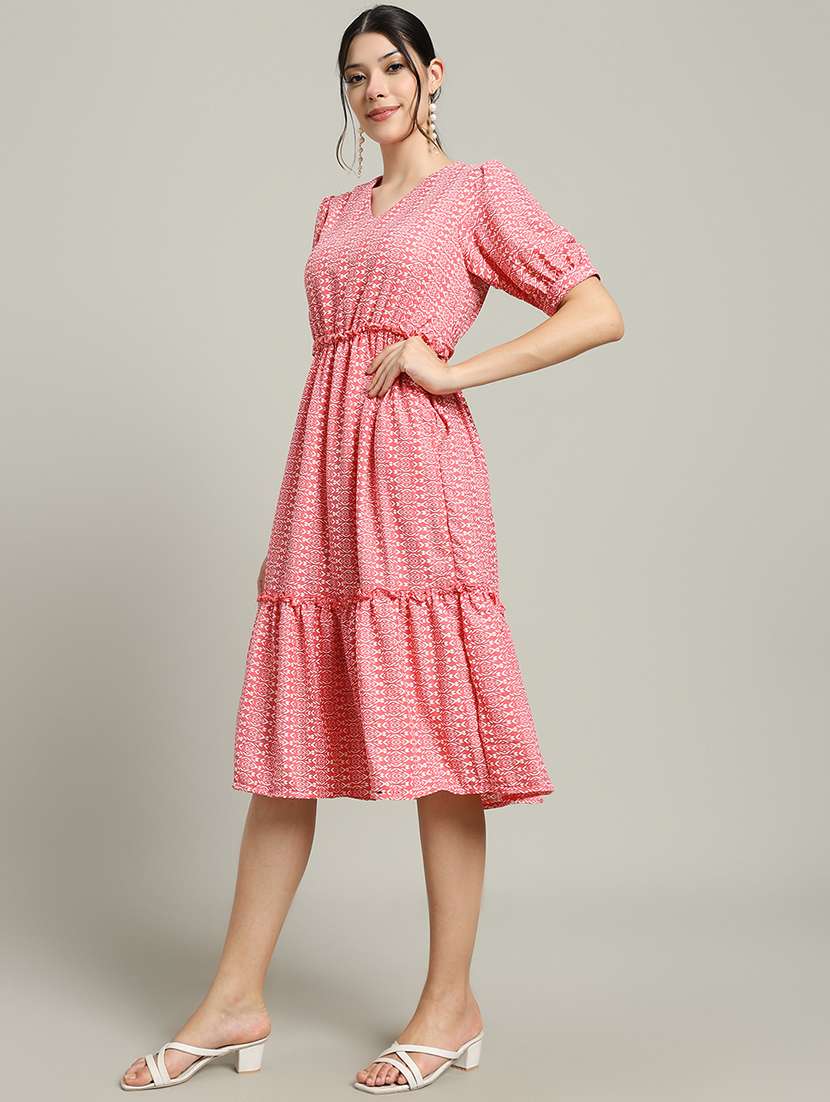 women printed puff sleeve tiered dress - 22227079 -  Standard Image - 3