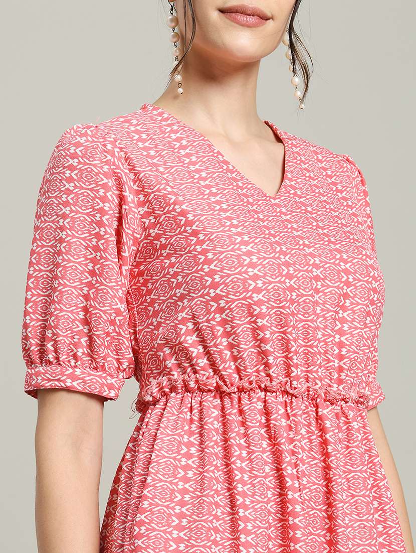 women printed puff sleeve tiered dress - 22227079 -  Standard Image - 5