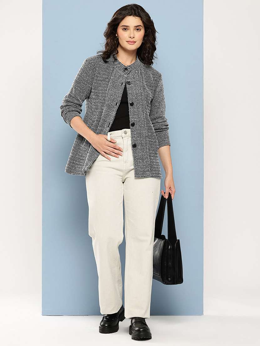 women self design long sleeve cardigan - 22227142 -  Standard Image - 3