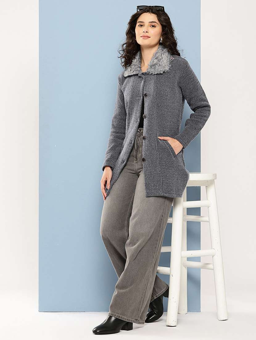 women self design long sleeve cardigan - 22227143 -  Standard Image - 3