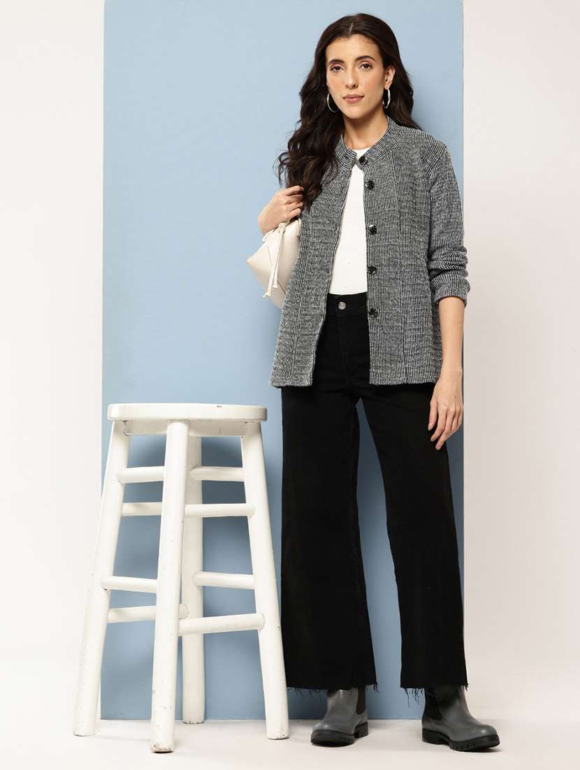 women self design long sleeve cardigan - 22227146 -  Standard Image - 3