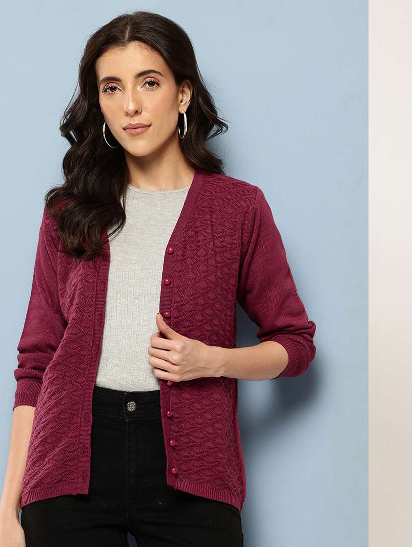 women self design long sleeve cardigan