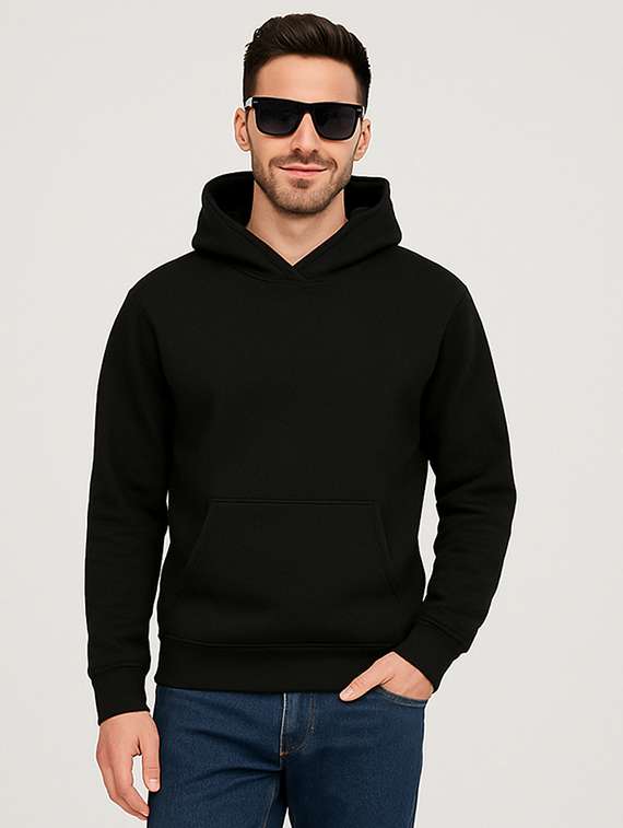 black fleece plain sweatshirt