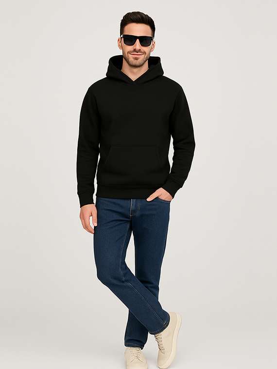 black fleece plain sweatshirt - 22227192 -  Standard Image - 3
