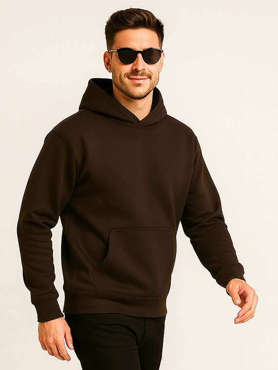 brown fleece plain sweatshirt