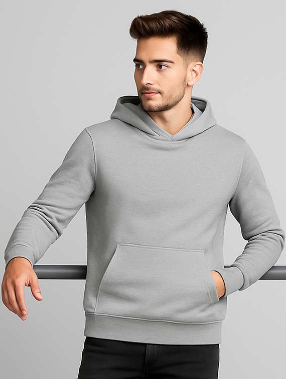 grey fleece plain sweatshirt