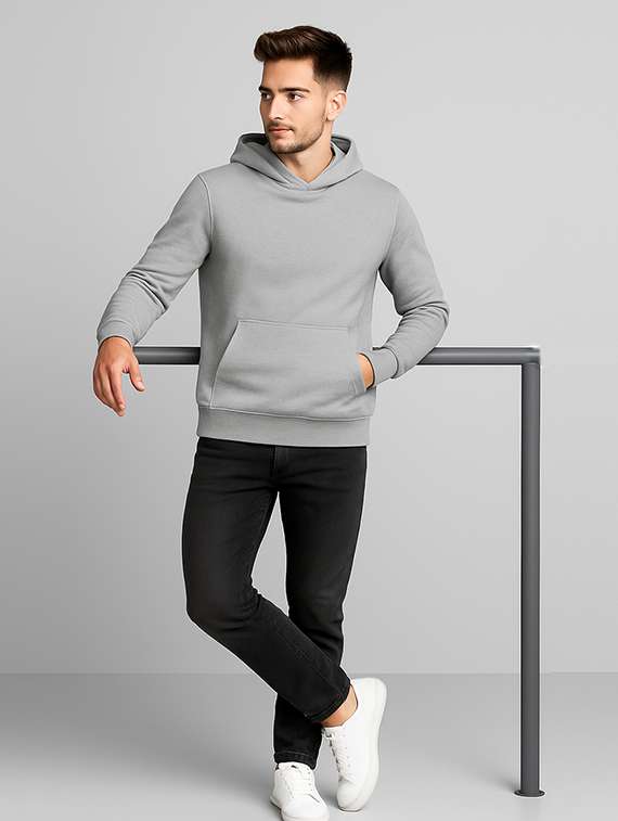 grey fleece plain sweatshirt - 22227196 -  Standard Image - 3