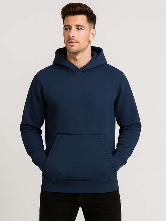 navy blue fleece plain sweatshirt