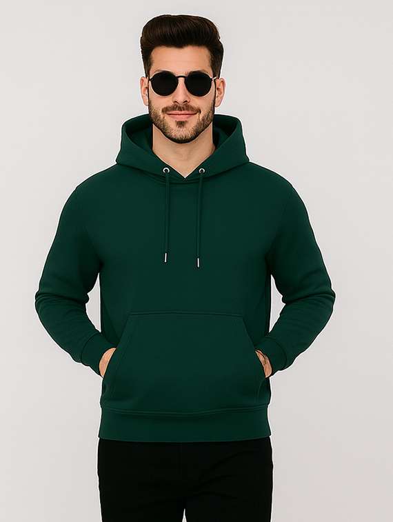bottle green fleece plain sweatshirt
