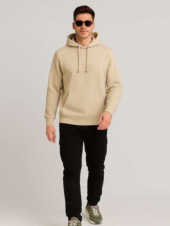 beige fleece plain sweatshirt - 22227207 -  Standard Image - 3