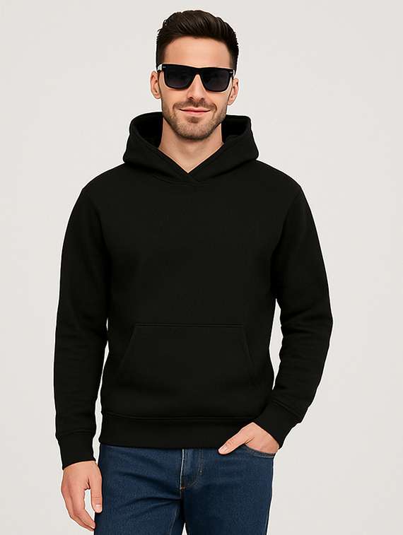 black fleece plain sweatshirt