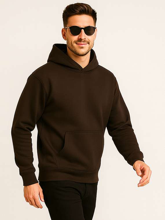 brown fleece plain sweatshirt