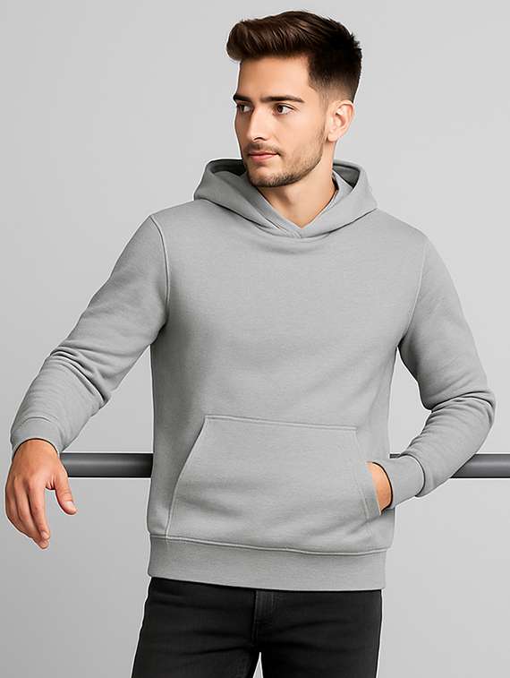grey fleece plain sweatshirt