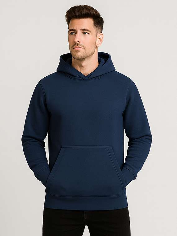 navy blue fleece plain sweatshirt