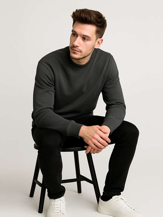 men solid long sleeve regular fit sweatshirt