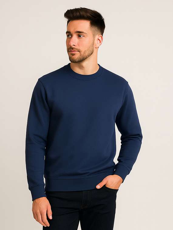 navy blue fleece plain sweatshirt