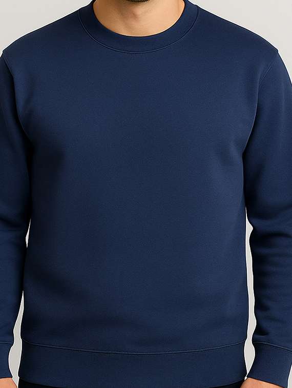 navy blue fleece plain sweatshirt - 22227218 -  Standard Image - 5