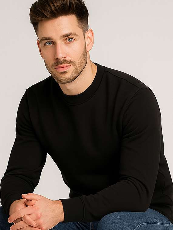 men solid long sleeve regular fit sweatshirt