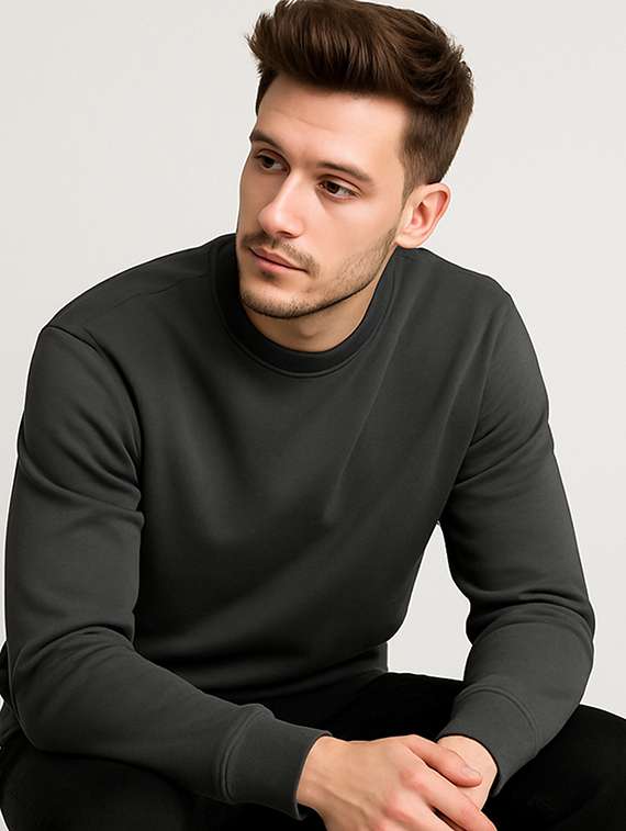 men solid long sleeve regular fit sweatshirt