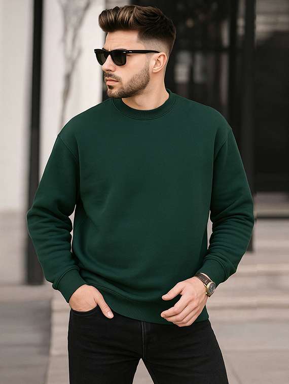 men solid long sleeve regular fit sweatshirt