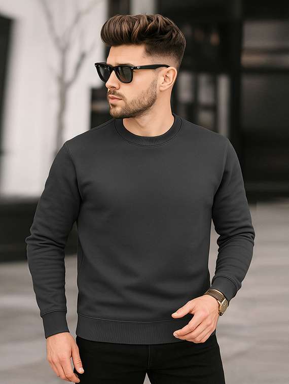 men solid long sleeve regular fit sweatshirt