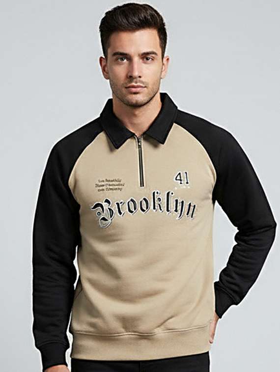 men color block long sleeve regular fit sweatshirt