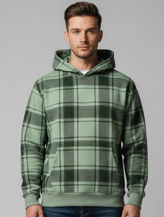 men checkered long sleeve regualr fit sweatshirt
