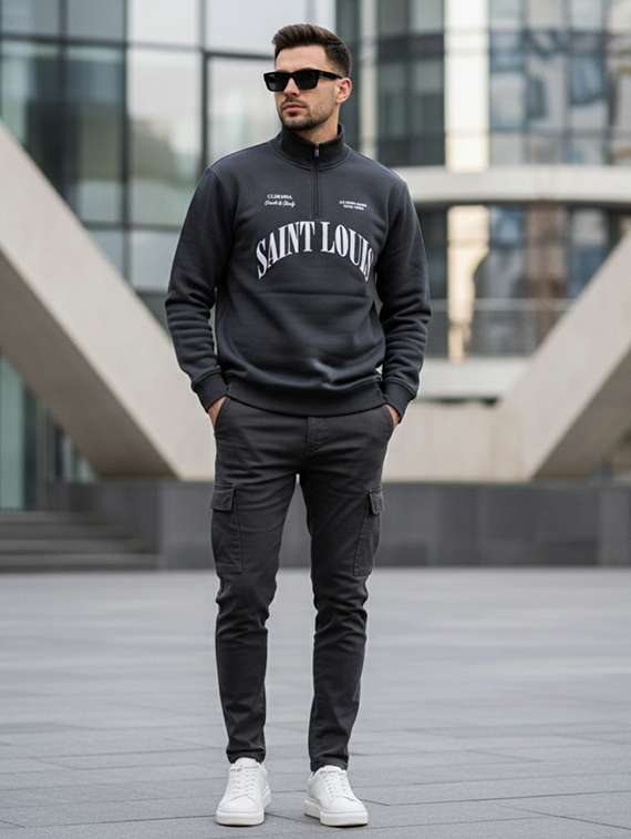 Men Front Print Long Sleeve Regular Fit Sweatshirt - 22227277 -  Standard Image - 3