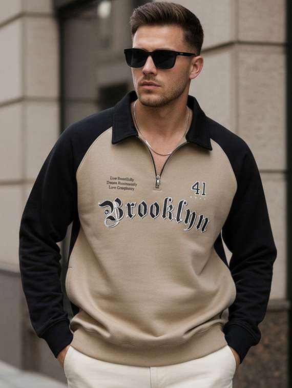 men color block long sleeve regular fit sweatshirt