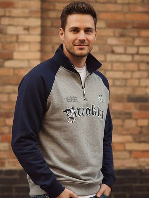 men color block long sleeve regular fit sweatshirt - 22227286 -  Standard Image - 0