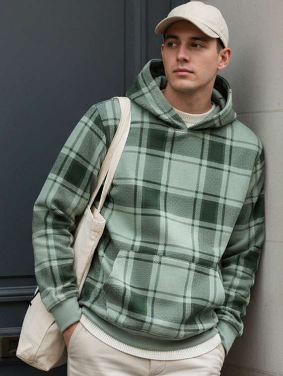 men checkered long sleeve regualr fit sweatshirt