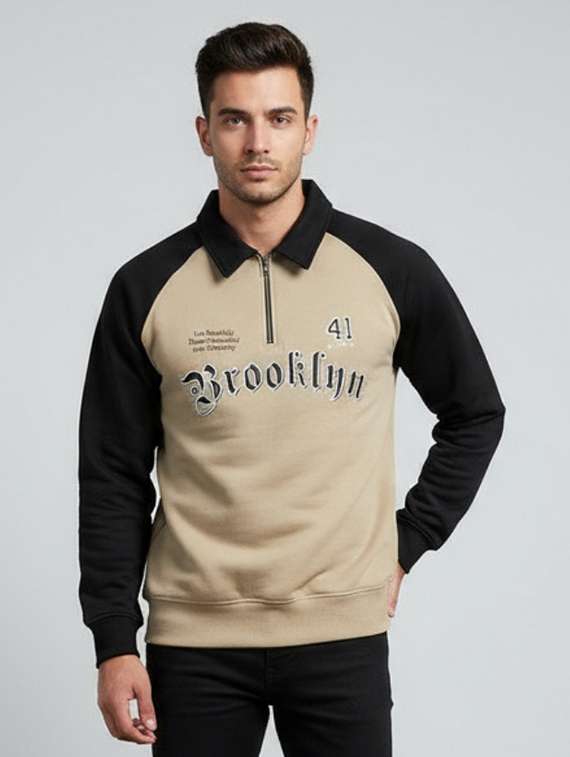 men color block long sleeve regular fit sweatshirt