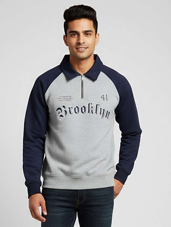 men color block long sleeve regular fit sweatshirt