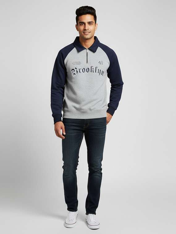 men color block long sleeve regular fit sweatshirt - 22227311 -  Standard Image - 3